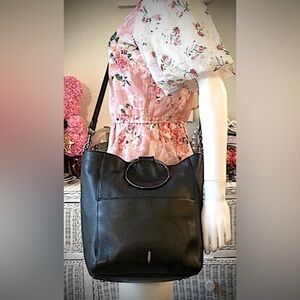 Thacker NYC pebble grain leather 2 Way crossbody or Satchel bag in black color